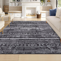 Garvee Boho Black-Grey 5x7 Washable Area Rugs for Living Room, Geometric Marble Boho Bedroom Rugs Ultra Thin Non-Slip Indoor Rugs Floor Carpet for Dining Room