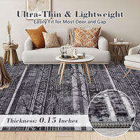 Garvee Boho Black-Grey 5x7 Washable Area Rugs for Living Room, Geometric Marble Boho Bedroom Rugs Ultra Thin Non-Slip Indoor Rugs Floor Carpet for Dining Room