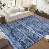 Garvee Boho Navy Blue 5x7 Washable Area Rugs for Living Room, Geometric Marble Boho Bedroom Rugs Ultra Thin Non-Slip Indoor Rugs Floor Carpet for Dining Room - Navy Blue