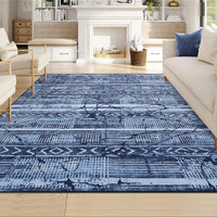 Garvee Boho Navy Blue 5x7 Washable Area Rugs for Living Room, Geometric Marble Boho Bedroom Rugs Ultra Thin Non-Slip Indoor Rugs Floor Carpet for Dining Room