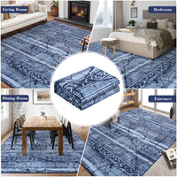 Garvee Boho Navy Blue 5x7 Washable Area Rugs for Living Room, Geometric Marble Boho Bedroom Rugs Ultra Thin Non-Slip Indoor Rugs Floor Carpet for Dining Room