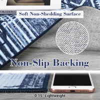 Garvee Boho Navy Blue 5x7 Washable Area Rugs for Living Room, Geometric Marble Boho Bedroom Rugs Ultra Thin Non-Slip Indoor Rugs Floor Carpet for Dining Room