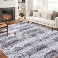 Garvee Boho Light Grey 6x9 Washable Rugs for Living Room, Geometric Marble Boho Area Rugs for Bedroom Ultra Thin Non-Slip Large Indoor Rugs Floor Carpet for Dining Room