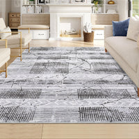 Garvee Boho Light Grey 6x9 Washable Rugs for Living Room, Geometric Marble Boho Area Rugs for Bedroom Ultra Thin Non-Slip Large Indoor Rugs Floor Carpet for Dining Room