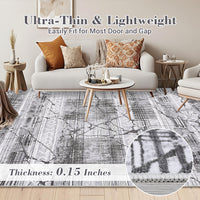 Garvee Boho Light Grey 6x9 Washable Rugs for Living Room, Geometric Marble Boho Area Rugs for Bedroom Ultra Thin Non-Slip Large Indoor Rugs Floor Carpet for Dining Room