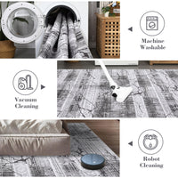 Garvee Boho Light Grey 6x9 Washable Rugs for Living Room, Geometric Marble Boho Area Rugs for Bedroom Ultra Thin Non-Slip Large Indoor Rugs Floor Carpet for Dining Room