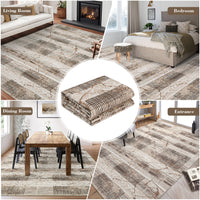 Garvee Boho Light Brown 6x9 Washable Rugs for Living Room, Geometric Marble Boho Area Rugs for Bedroom Ultra Thin Non-Slip Large Indoor Rugs Floor Carpet for Dining Room