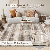 Garvee Boho Light Brown 8x10 Large Living Room Rugs Washable, Geometric Marble Boho Area Rugs for Bedroom Ultra Thin Non-Slip Indoor Rugs Floor Carpet for Dining Room