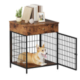 Garvee Dog Crate Furniture, Wooden Dog Crate End Table,Dog Kennel with Drawer Indoor, Furniture Dog Crate Side Table for Small Dogs, Brown - Brown