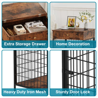 Garvee Dog Crate Furniture, Wooden Dog Crate End Table,Dog Kennel with Drawer Indoor, Furniture Dog Crate Side Table for Small Dogs, Brown
