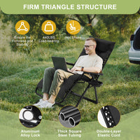 Garvee Zero Gravity Lounge Chair, 26'' Recliner Chair with Removable Cushion, Headrest, Footrest, and Cupholder, Adjustable Folding Chairs for Outside and Inside, Black