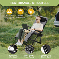 Garvee Zero Gravity Lounge Chair, 26‘’ Recliner Chair with Removable Cushion, Headrest, Footrest, and Cupholder, Adjustable Folding Chairs for Outside and Inside, Grey