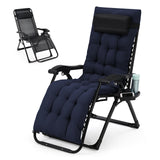 Garvee Zero Gravity Lounge Chair, 29‘’ Recliner Chair with Removable Cushion, Headrest, Footrest, and Cupholder, Adjustable Folding Chairs for Outside and Inside, Blue - Blue
