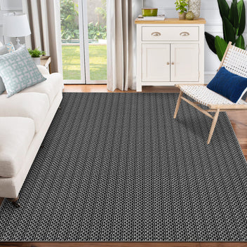 Garvee Washable Area Rugs 10x13 Large Modern Printed Accent Carpet with Non-Slip Backing, Non-Shedding Contemporary Woven-Style Living Room Rugs for Bedroom, Office, Black