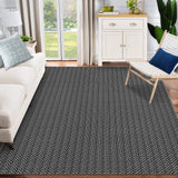 Garvee Machine Washable Area Rugs 5x7 Modern Printed Accent Carpet with Non-Slip Backing, Non-Shedding Contemporary Woven-Style Floor Carpet for Living Room, Bedroom, Office, Black - Black