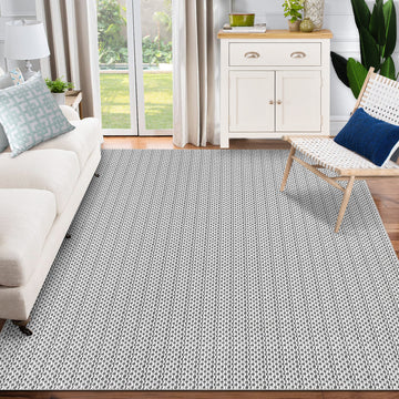 Garvee Machine Washable Area Rugs 5x7 Modern Printed Accent Carpet with Non-Slip Backing, Non-Shedding Contemporary Woven-Style Floor Carpet for Living Room, Bedroom, Office, Gray