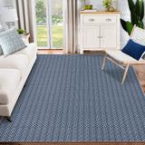 Garvee Machine Washable Area Rugs 5x7 Modern Printed Accent Carpet with Non-Slip Backing, Non-Shedding Contemporary Woven-Style Floor Carpet for Living Room, Bedroom, Office, Blue - Blue