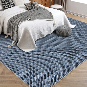Garvee Machine Washable Area Rugs 5x7 Modern Printed Accent Carpet with Non-Slip Backing, Non-Shedding Contemporary Woven-Style Floor Carpet for Living Room, Bedroom, Office, Blue