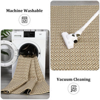 Garvee Machine Washable Area Rugs 5x7 Modern Printed Accent Carpet with Non-Slip Backing, Non-Shedding Contemporary Woven-Style Floor Carpet for Living Room, Bedroom, Office, Camel