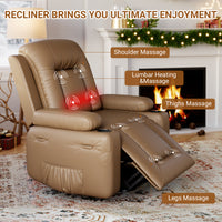 Garvee Electric Power Lift Recliner Chair Sofa, PU Leather Lift Chair with Heat and Massage for Elderly People, Wide Electric Massage Chair with Remote Control, Earthy Yellow