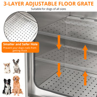 Garvee Professional Dog Grooming Tub, Stainless Steel Dog Wash Station with Foldable Ramp, Storage Drawer, Floor Grate & Faucet/Dog Bathtub for Large, Medium & Small Pets - Left Door (60")
