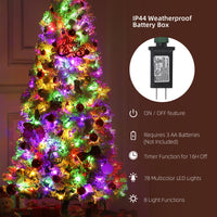Garvee 6ft Christmas Tree, Pre-Lit Snow Flocked Xmas Tree with Foldable Metal Base, 250 Multicolor LED Lights, 8 Lighting Modes, Artificial Christmas Tree for Home, Holiday Decoration