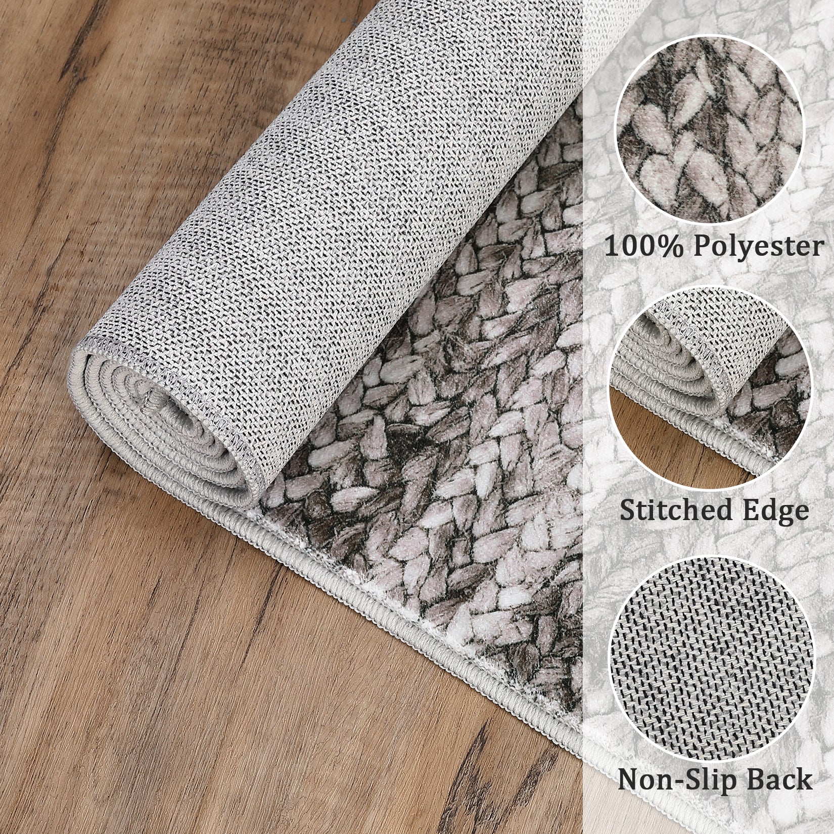 Garvee Modern Grey Camel 2x6 Runner Washable Rug Non Slip Entryway Rug Low Pile Kitchen Rug Bath Rug Hallway Rug Modern Accent Rug Contemporary Faux Woven Indoor Printed Rug for Office Bedroom