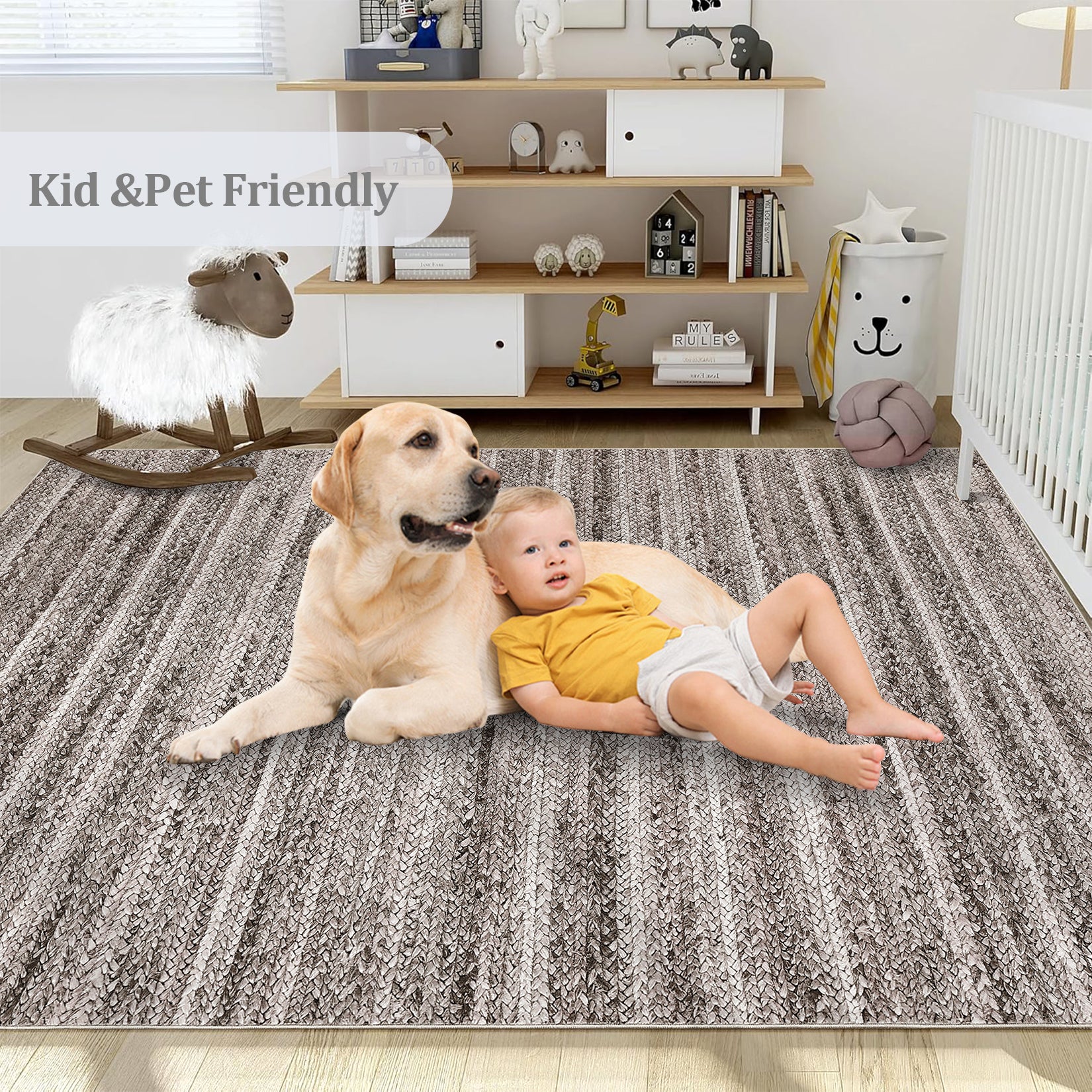 Garvee Modern Grey Camel 2x6 Runner Washable Rug Non Slip Entryway Rug Low Pile Kitchen Rug Bath Rug Hallway Rug Modern Accent Rug Contemporary Faux Woven Indoor Printed Rug for Office Bedroom