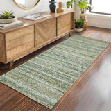 Garvee Modern Green Camel 2x6 Area Rug Washable Runner Rug, Non Slip Kitchen Runner Rug Low Pile Bath Rug Green Rug Non Shedding Hallway Rug Contemporary Accent Rug Braided Print Rug - Green Camel