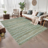 Garvee Modern Green Camel 5x7 Washable Area Rug for Bedroom Living Room Cream Rug Modern Indoor Accent Rug Low Pile Dining Room Rug Non Slip Kitchen Rug Contemporary Woven Printed Rug Foldable Rug - Green Camel