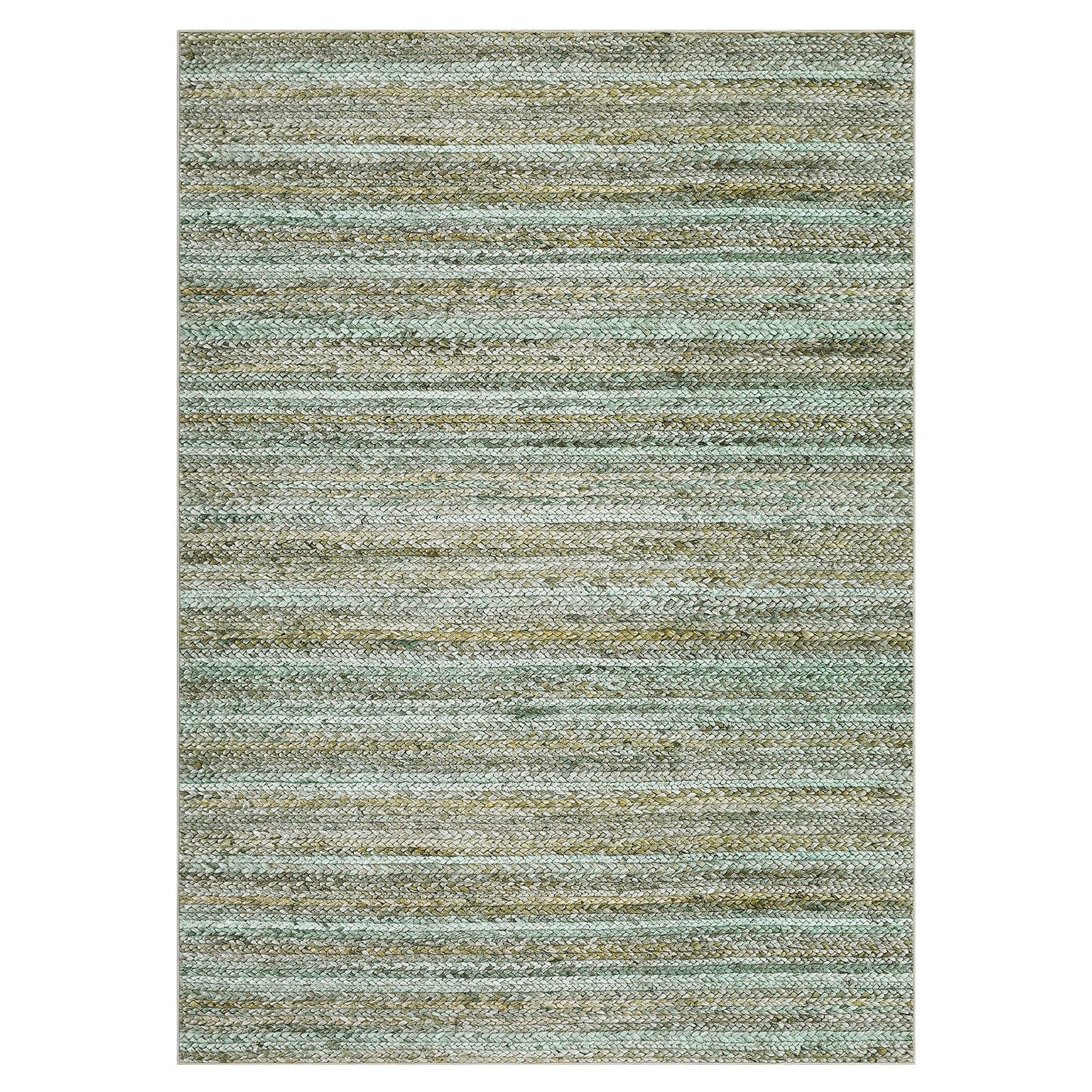 Garvee Modern Green Camel 10x13 Rug Washable Large Area Rug Living Room Rug Non-Slip Soft Bedroom Rug Modern Striped Woven Printed Rug Low Pile Modern Rug Non Shedding Netural Rug Colorful Rug