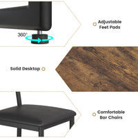 Garvee Bar Table and Chairs Set, Pub Table and Chairs Set for 2, 3 Piece Table Set with Three Tier Storage Shelf for Living Room,Dining Room,Small Apt, Brown