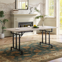 Garvee Farmhouse Dining Table for 6-8 People, 70.87" Rectangular Wood Dining Table, Rustic Style Kitchen Table with Heavy Duty Metal Legs for Dining Room, Home Office, Living Room, Grey
