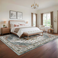 Garvee Persian Camel Green 10x13 Area Rugs, Large Machine Washable Oriental Carpet for Living Room, Non-Slip Vintage Floor Carpet, Stain-Resistant Soft Low Pile Distressed Accent Rugs for Bedroom, Camel Green
