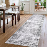 Garvee Persian Grey 2x6 Runner Rug, Soft Vintage Distressed Washable Rug Runners for Hallways Non-Slip Kitchen Runner, Low Pile Retro Abstract Neutral Carpet Runners for Bedroom Laundry Kitchen - Gray