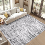 Garvee Persian Grey 10x13 Area Rugs for Living Room Washable, Soft Vintage Distressed Large Bedroom Rugs Retro Abstract Indoor Floor Carpet, Low Pile Non-Slip Farmhouse Neutral Rugs for Dining Room, Grey - Gray