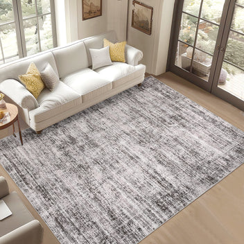 Garvee Persian Taupe 8x10 Washable Area Rugs, Soft Vintage Distressed Large Living Room Rug Retro Farmhouse Non Slip Low Pile Indoor Foldable Carpet for Bedroom Dining Room Office