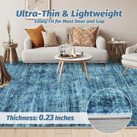 Garvee Persian Blue 8x10 Washable Area Rug, Soft Vintage Distressed Large Living Room Rug Retro Farmhouse Non Slip Low Pile Indoor Foldable Carpet for Bedroom Dining Room Office