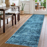 Garvee Persian Blue 2x6 Hallway Runner Rugs, Vintage Distressed Washable Kitchen Runner Rug, Retro Abstract Low Pile Non-Slip Rug Runners for Hallways Carpet Runners for Bedroom Laundry Room - Blue