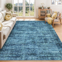 Garvee Persian Blue 5x7 Area Washable Rugs, Soft Vintage Distressed Large Living Room Rug Retro Farmhouse Non Slip Indoor Foldable Thin Carpet for Bedroom Dining Room Office
