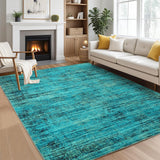 Garvee Persian Green Pine 9x12 Area Rug for Living Room Washable, Soft Vintage Distressed Large Bedroom Rugs Retro Abstract Indoor Floor Carpet, Low Pile Non-Slip Farmhouse Accent Rugs for Dining Room - Green Pine