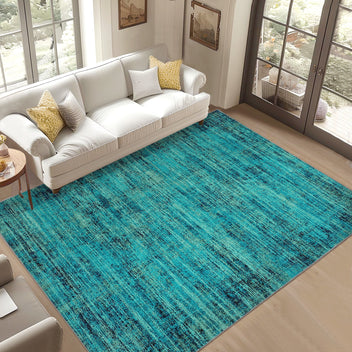 Garvee Persian Green Pine 10x13 Washable Area Rug for Living Room, Soft Vintage Distressed Large Bedroom Rug Retro Farmhouse Non Slip Low Pile Indoor Foldable Carpet for Dining Room Office