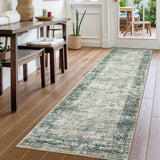 Garvee Persian Green Multi 2x6 Washable Runner Rugs, Vintage Distressed Hallway Rug Runners Long Entryway Rug, Retro Abstract Low Pile Non-Slip Kitchen Runner Soft Carpet Runners for Bedroom Laundry Room - Green Multi
