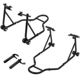 Garvee 850 LB Motorcycle Stand Lift – Front/Rear Combo with Wheel Fork & U+L Swingarm Spool Stand, Universal Paddock Lift Black - Black