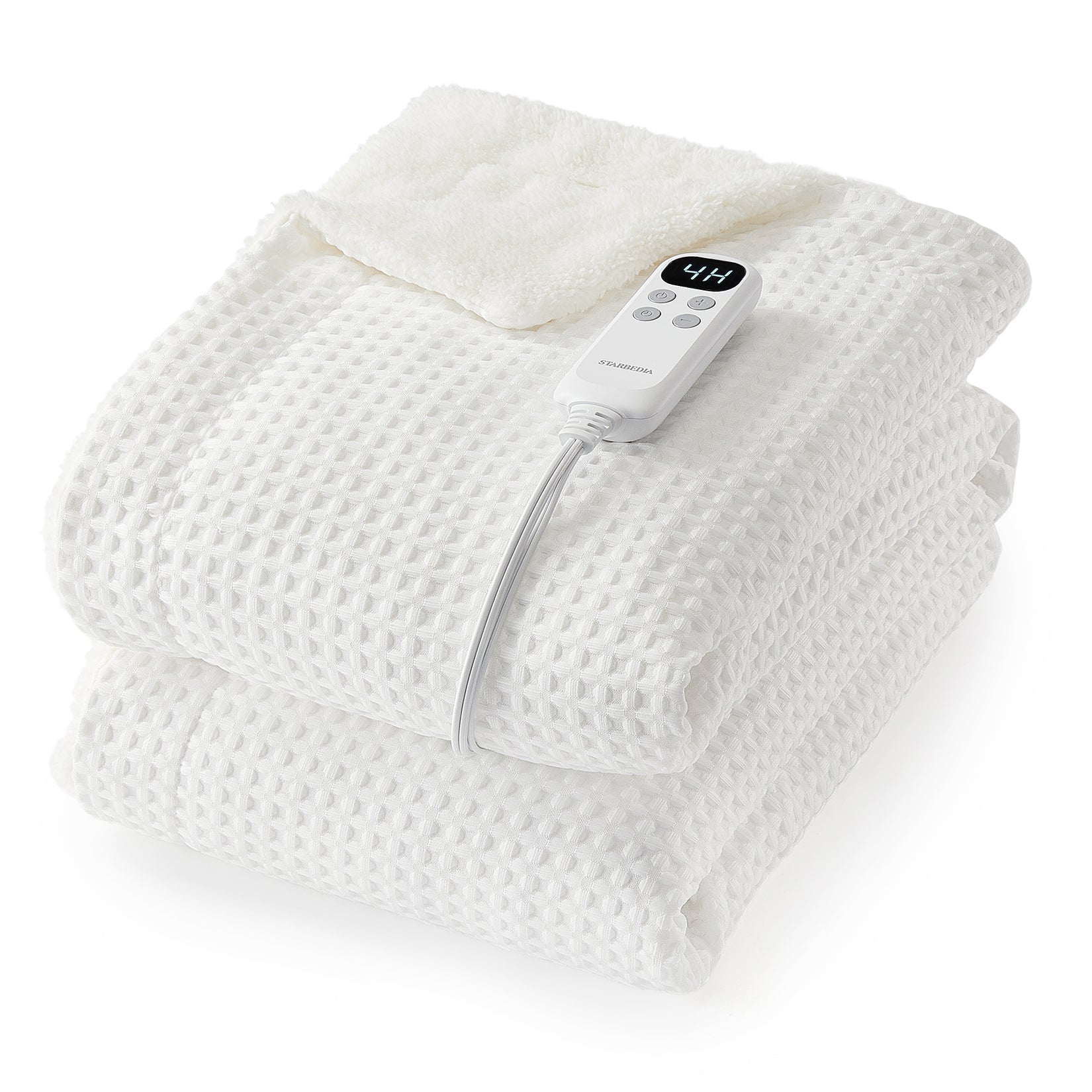 Garvee Waffle Heated Throw Blanket, Machine Washable Electric Blankets Fast Heating with LCD Controller, 6 Heat Levels & 1-4H Time Settings, ETL Certified Heat Throw for Couch, White, 50" x 60"