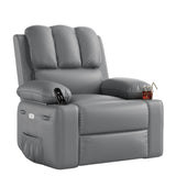 Garvee 27" Width Electric Power Oversized Rocker Swivel Recliner Chair, USB Charger Lazy Boy for Adults, w/Vibrating Massage and Heating, 1.5X Sponge Filling for Living Room, Bedroom and Nursery - Gray