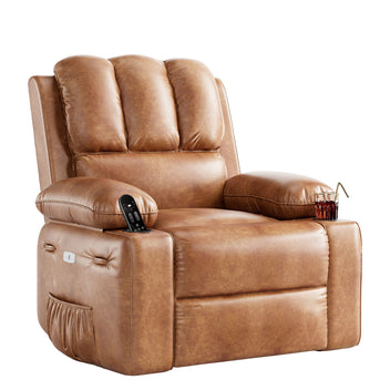 Garvee 27" Width Electric Power Oversized Rocker Swivel Recliner Chair, USB Charger Lazy Boy for Adults, w/ Vibrating Massage and Heating, 1.5x Sponge Filling for Living Room, Bedroom and Nursery