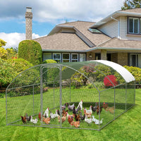 Garvee Large Metal Chicken Coop, Doom Roof Large Chicken Run for Yard, Walk-In Poultry Cage with Waterproof and Anti-Uv Cover, Chicken Pen for Outdoor Backyard Farm (9.8x19.7x6.6FT)