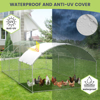 Garvee Large Metal Chicken Coop, Doom Roof Large Chicken Run for Yard, Walk-In Poultry Cage with Waterproof and Anti-Uv Cover, Chicken Pen for Outdoor Backyard Farm (9.8x19.7x6.6FT)