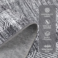 Garvee Bordered Grey 2x6 Modern Bordered Runner Rug Soft Non Slip Runner Washable Non Shedding Floor Carpet, Distressed Geometric Hallway Runner, Indoor Printed Runner for Kitchen, Entrance